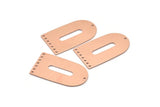 Copper D Shape, 2 Raw Copper D Shape Charms With 8 Holes, Pendants, Earring Findings (35x20x0.80mm) M03189