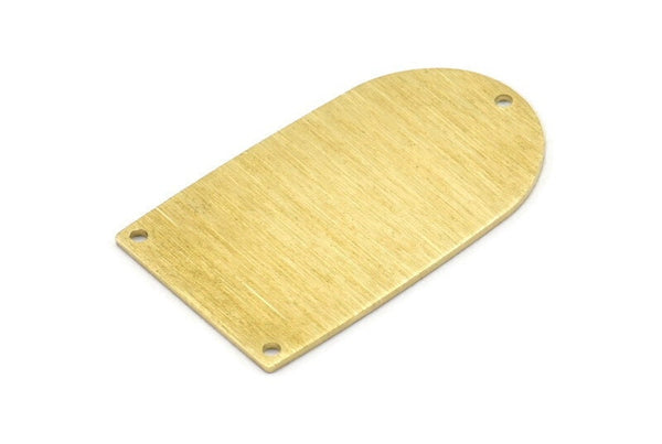 Brass D Shape, 4 Textured Raw Brass D Shape Charms With 3 Hole, Brass Blanks (35x20x0.80mm) M03170