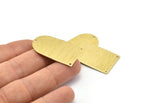 Brass D Shape, 4 Textured Raw Brass D Shape Charms With 3 Hole, Brass Blanks (35x20x0.80mm) M03170