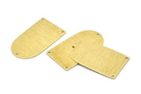 Brass D Shape, 4 Textured Raw Brass D Shape Charms With 3 Hole, Brass Blanks (35x20x0.80mm) M03170