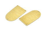 Brass D Shape, 4 Textured Raw Brass D Shape Charms With 3 Hole, Brass Blanks (35x20x0.80mm) M03170