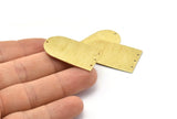 Brass D Shape, 4 Textured Raw Brass D Shape Charms With 4 Hole, Brass Blanks (35x20x0.80mm) M03169