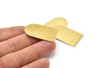 Brass D Shape, 4 Textured Raw Brass D Shape Charms With 8 Hole, Brass Blanks (35x20x0.80mm) M03150