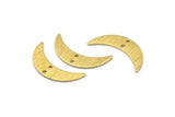 Brass Moon Charm, 8 Textured Raw Brass Crescent Moon Charms With 2 Holes (22x6x0.80mm) M02872