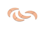 Copper Moon Charm, 8 Raw Copper Crescent Moon Charms With 2 Holes (22x6x0.80mm) M03127