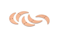 Copper Moon Charm, 8 Raw Copper Crescent Moon Charms With 2 Holes (22x6x0.80mm) M03127