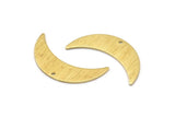 Brass Moon Charm, 6 Textured Raw Brass Crescent Moon Charms With 1 Hole (28x8x0.80mm) M03073