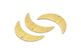 Brass Moon Charm, 6 Textured Raw Brass Crescent Moon Charms With 1 Hole (28x8x0.80mm) M03073