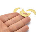Brass Moon Charm, 6 Textured Raw Brass Crescent Moon Charms With 1 Hole (28x8x0.80mm) M03075