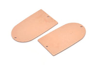 Copper D Shape, 2 Raw Copper D Shape Charms With 2 Hole, Pendants, Earring Findings (35x20x0.80mm) M02929