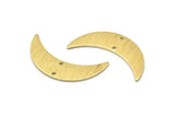 Brass Moon Charm, 6 Textured Raw Brass Crescent Moon Charms With 2 Holes (28x8x0.80mm) M03074