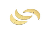Brass Moon Charm, 6 Textured Raw Brass Crescent Moon Charms With 2 Holes (28x8x0.80mm) M03074