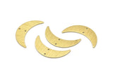 Brass Moon Charm, 6 Textured Raw Brass Crescent Moon Charms With 2 Holes (28x8x0.80mm) M03074
