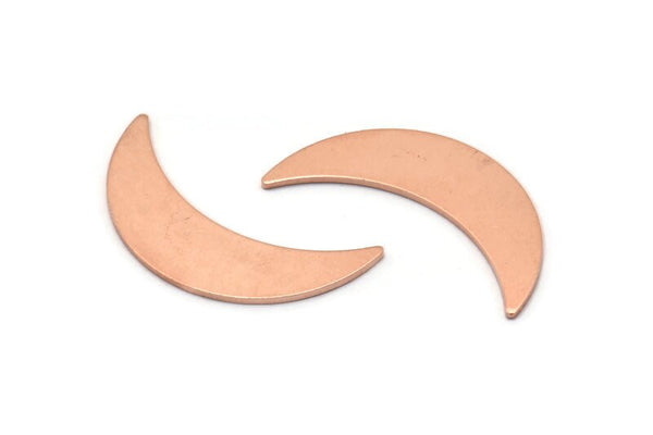 Copper Moon Blank, 6 Raw Copper Moon Blanks, Stamping Blanks (28x8x0.80mm) M03128