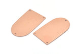 Copper D Shape, 2 Raw Copper D Shape Charms With 3 Hole, Pendants, Earring Findings (35x20x0.80mm) M03182