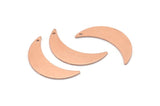 Copper Moon Charm, 6 Raw Copper Crescent Moon Charms With 1 Hole (28x8x0.80mm) M03129