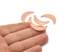 Copper Moon Charm, 6 Raw Copper Crescent Moon Charms With 1 Hole (28x8x0.80mm) M03129