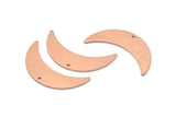 Copper Moon Charm, 6 Raw Copper Crescent Moon Charms With 1 Hole (28x8x0.80mm) M03142