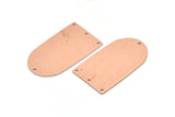 Copper D Shape, 2 Raw Copper D Shape Charms With 4 Hole, Pendants, Earring Findings (35x20x0.80mm) M03183