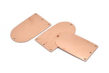 Copper D Shape, 2 Raw Copper D Shape Charms With 4 Hole, Pendants, Earring Findings (35x20x0.80mm) M03183