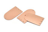 Copper D Shape, 2 Raw Copper D Shape Charms With 4 Hole, Pendants, Earring Findings (35x20x0.80mm) M03181