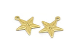 Brass Star Charm, 24 Raw Brass Star Charms With 1 Loop, Pendants, Findings (18x15x0.80mm) A0922