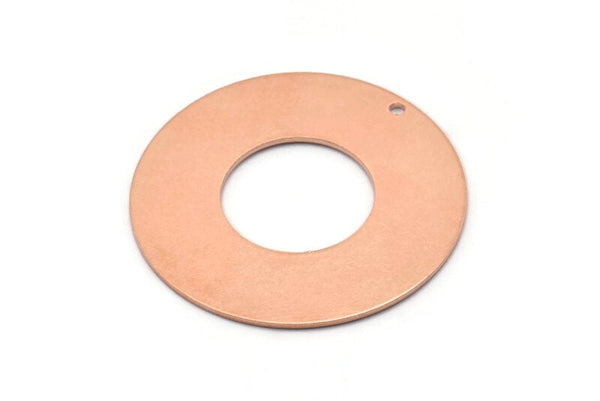Copper Round Charm, 2 Raw Copper Round Tags, Round Charms With 1 Hole (35x0.80mm) M03228