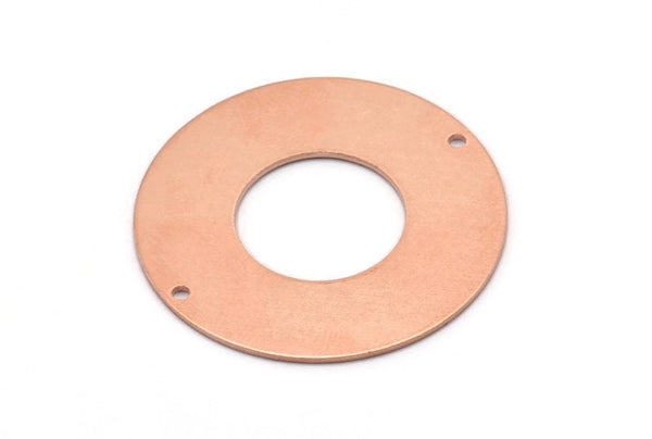 Copper Round Charm, 2 Raw Copper Round Tags, Round Charms With 2 Holes (35x0.80mm) M03229