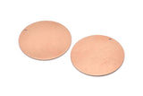 Copper Round Charm, 2 Raw Copper Round Tags, Round Charms With 1 Hole (35x0.80mm) M03225