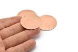 Copper Round Charm, 2 Raw Copper Round Tags, Round Charms With 1 Hole (35x0.80mm) M03225