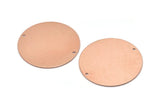 Copper Round Charm, 2 Raw Copper Round Tags, Round Charms With 2 Holes (35x0.80mm) M03226