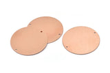 Copper Round Charm, 2 Raw Copper Round Tags, Round Charms With 2 Holes (35x0.80mm) M03226