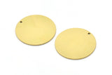 Brass Round Charm, 4 Raw Brass Charms With 1 Hole, Pendants, Findings (27x1mm) M03218