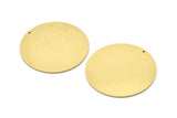 Brass Round Charm, 2 Raw Brass Charms With 1 Hole, Pendants, Findings (42x1mm) M03221