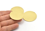 Brass Round Charm, 2 Raw Brass Charms With 1 Hole, Pendants, Findings (42x1mm) M03221