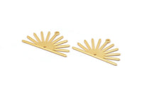 Gold Sun Charm, 4 Gold Plated Brass Sun Charms With 1 Loop And 1 Hole (17x30x0.80mm) M02327
