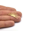 Gold Sun Charm, 4 Gold Plated Brass Sun Charms With 1 Loop And 1 Hole (17x30x0.80mm) M02327