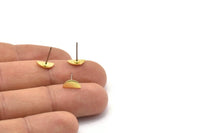 Brass Geometric Earring, 12 Raw Brass Tiny Semi Circle Stud Earrings, Half Moon Earrings (9x4x0.80mm) M02356 A2547
