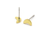 Brass Geometric Earring, 12 Raw Brass Tiny Pizza Slice Shaped Stud Earrings (7x4x0.80mm) M02334 A0549