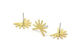 Brass Sun Earring, 8 Textured Raw Brass Sun Stud Earrings (11x15x0.80mm) M02251 A0508