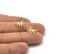 Brass Sun Earring, 8 Textured Raw Brass Sun Stud Earrings (11x15x0.80mm) M02251 A0508