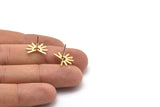 Brass Sun Earring, 8 Raw Brass Sun Stud Earrings (11x15x0.80mm) M02254 A0618
