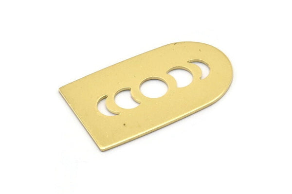 D Shape Blank, 4 Raw Brass Moon Phases D Shaped Stamping Blanks, Findings (35x20x0.80mm) M03194