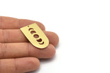 Brass D Shape, 4 Raw Brass Moon Phases D Shape Charms With 1 Hole (35x20x0.80mm) M03200