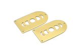 Brass D Shape, 4 Raw Brass Moon Phases D Shape Charms With 3 Holes (35x20x0.80mm) M03197