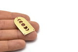 Brass D Shape, 4 Raw Brass Moon Phases D Shape Charms With 3 Holes (35x20x0.80mm) M03197