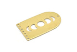 Brass D Shape, 4 Raw Brass Moon Phases D Shape Charms With 8 Holes (35x20x0.80mm) M03201