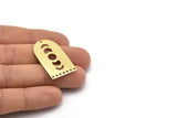 Brass D Shape, 4 Raw Brass Moon Phases D Shape Charms With 8 Holes (35x20x0.80mm) M03201