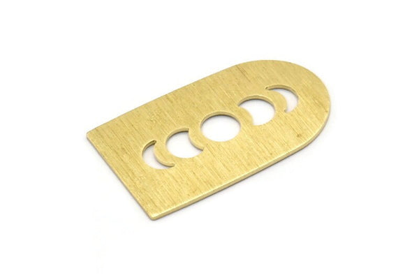 D Shape Blank, 4 Textured Raw Brass Moon Phases D Shaped Stamping Blanks, Findings (35x20x0.80mm) M03202