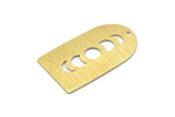 Brass D Shape, 4 Textured Raw Brass Moon Phases D Shape Charms With 1 Hole (35x20x0.80mm) M03203